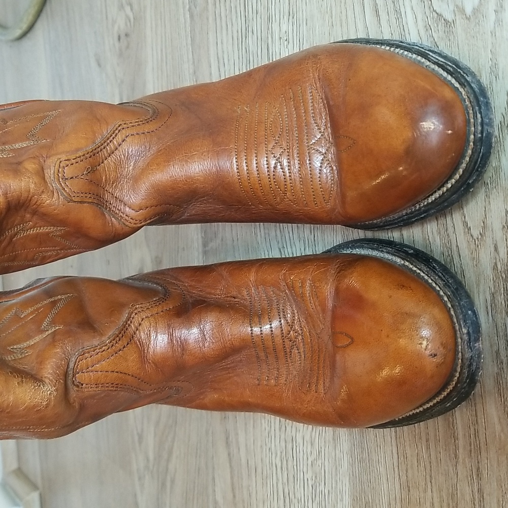 Miller Stockman Mens Cognac Cowboy Boots Size 7 1/2 - Picture 5 of 12
